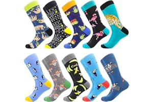BISOUSOX Mens Dress Socks Funny Fun Colorful Crazy Funky Crew Socks for Men Novelty Happy Cotton Size 9-12