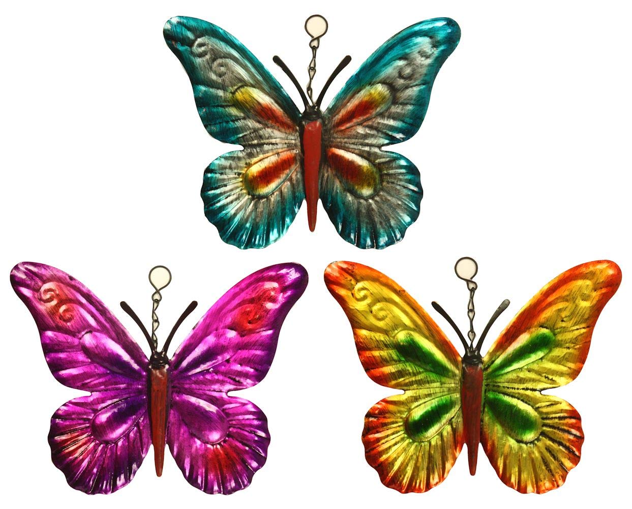 Lote de 3 mariposas de metal para colgar decoraciones de jardín