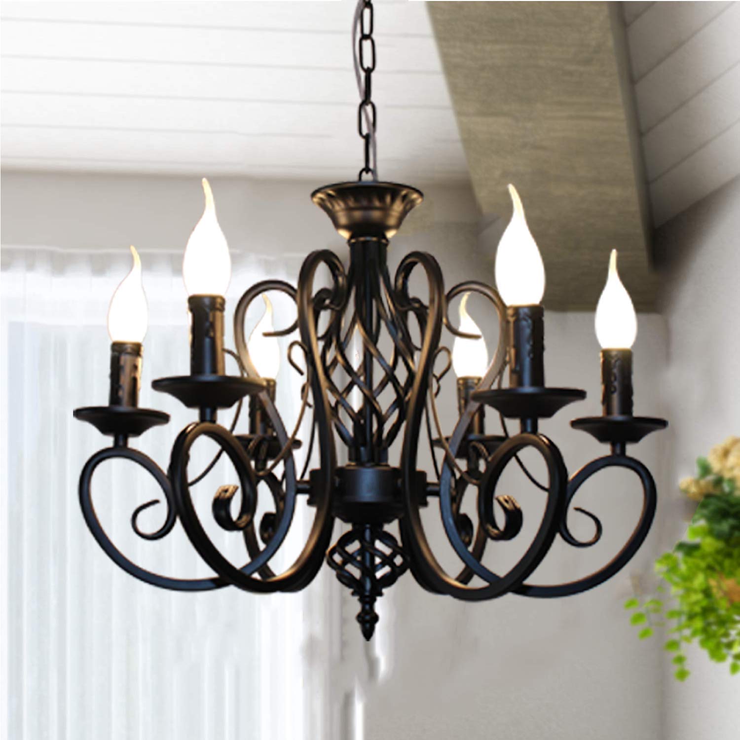 Buy Garwarm Vintage Black Chandeliers, Rustic French Country Chandelier