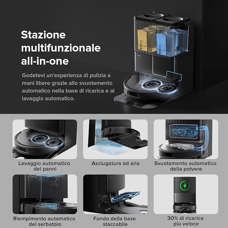 QV 35A Set Robot Aspirapolvere Lavapavimenti, Antigroviglio