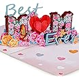 Paper Love 3D Pop Up Mothers Day Card, Best Mom Ever, For Mom, Wife - 5" x 7" Cover - Includes Envelope and Note Tag