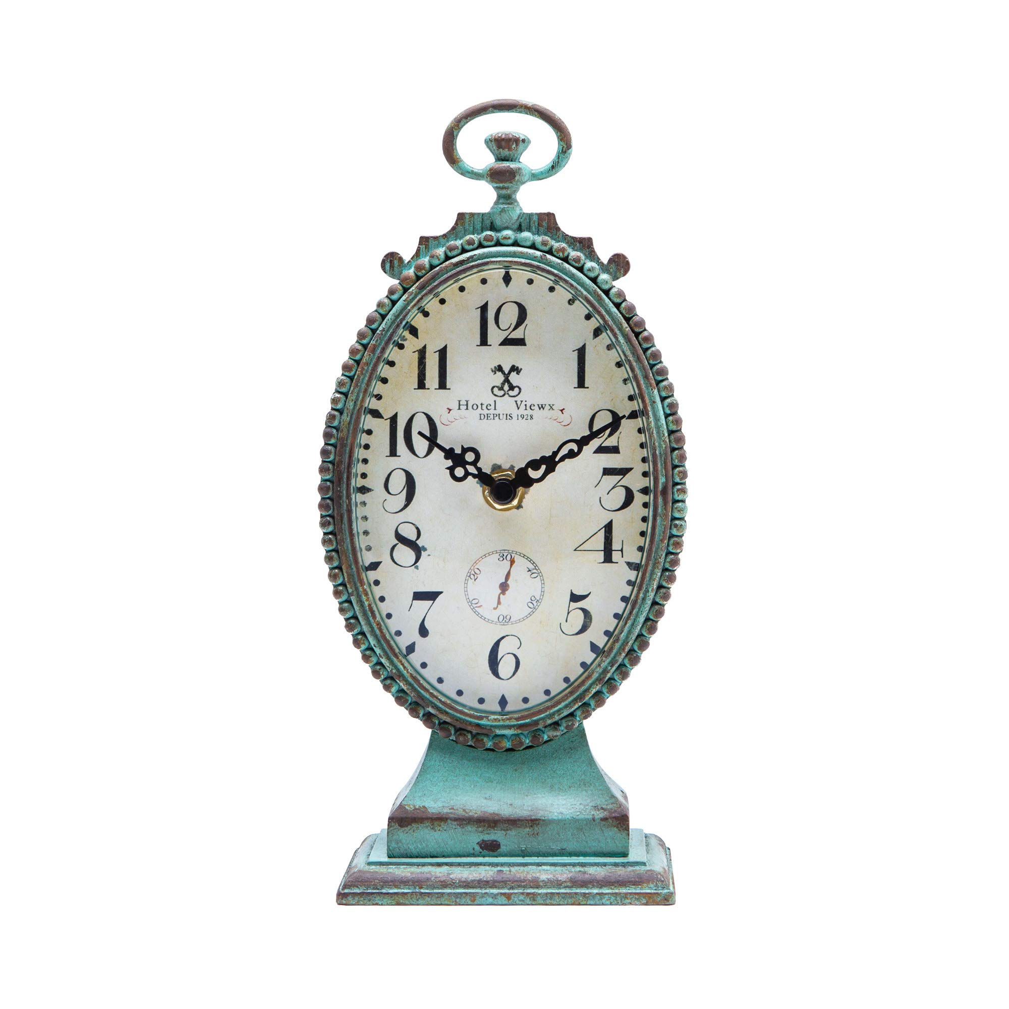 Photo 1 of NIKKY HOME Vintage Table Clock - Battery Operated Rustic Distressed Style - Shabby Chic Home Decor for Fireplace Mantel, Shelf, Desktop, Countertop - Green