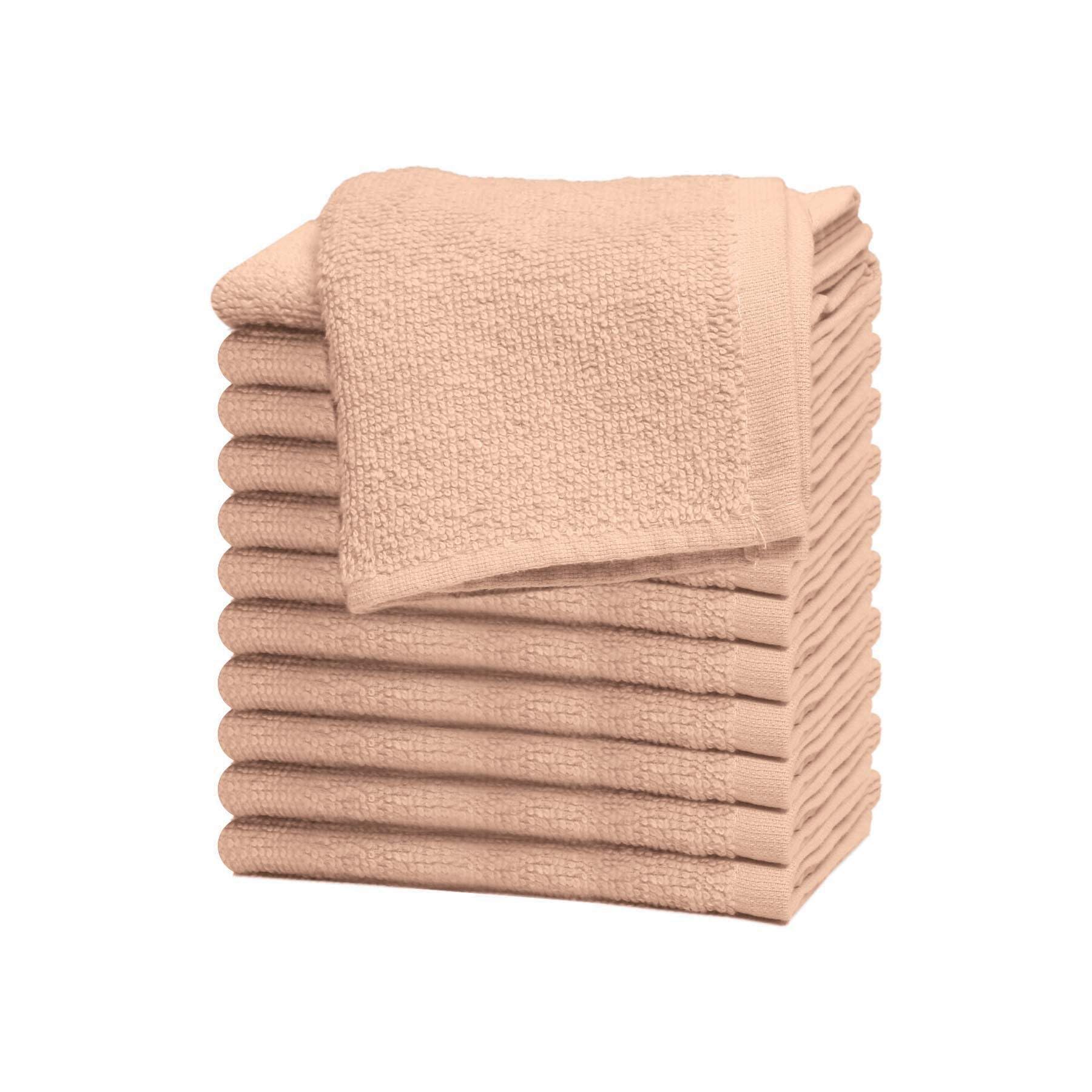 Westlane Linens 100% Cotton Face Cloths Flannels & Washcloths 500 GSM Super Soft Hotel Quality (Peach, 12 Pack)