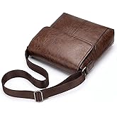 Vintage Men's Crossbody Shoulder Bag, Business Satchel Handbag with Zipper, Side Crossover Pouch for Office