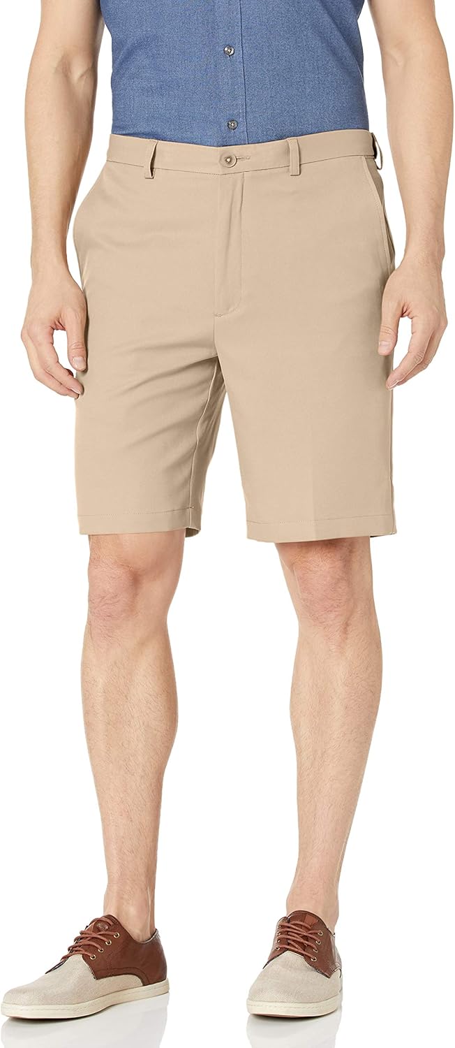 Haggar Men's Cool 18 Pro Straight Fit Stretch Solid Flat Front Short at  Men’s Clothing store