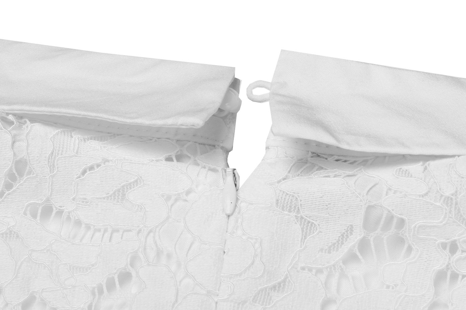 Hotouch Women Turn Down Collar Sleeveless Lace Patchwork A-Line Dress Blue L