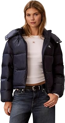 Damen Pufferjacke Essential Short Down mit Kapuze, Blau (Blue Nights), S