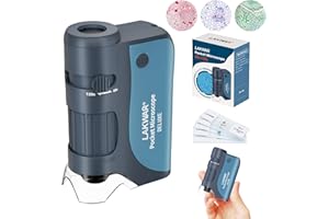 LAKWAR 60x-120x Mini Pocket Microscope for Kids Adults, Portable Handheld Microscope with Microscope Slides, Miniscope Portab
