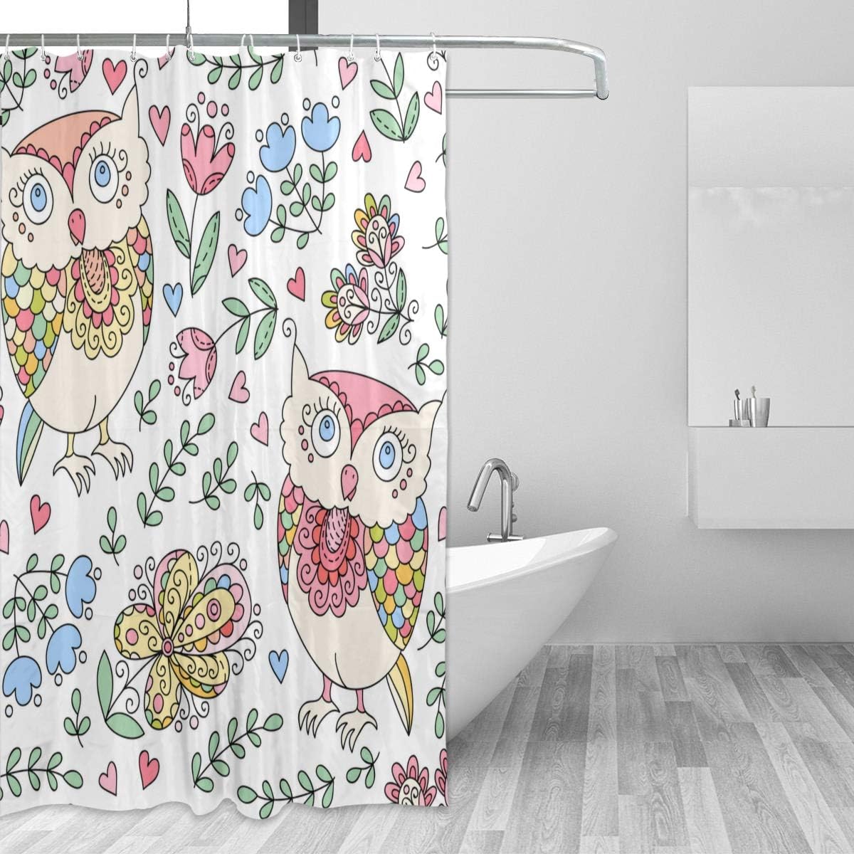 Amazon Lubataga シャワーカーテン 花フクロウベクトルシームレスパターンかわいい 防水 浴室 お風呂 バスカーテン 洗面所 間仕切り 目隠し用 Hdデジタル印刷 取付簡単 1 150cm シャワーカーテン ホーム キッチン オンライン通販