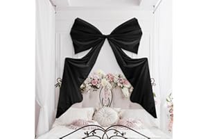 Wavwavw Big Wall Bow Decorations 39 x 72 Inch Giant Birthday Party Decor Ribbon Hanging Tie Bow Decor for Coquette Party Baby Shower Wedding Bridal Bachelorette Supplies(Black,Polyester,Weeding)