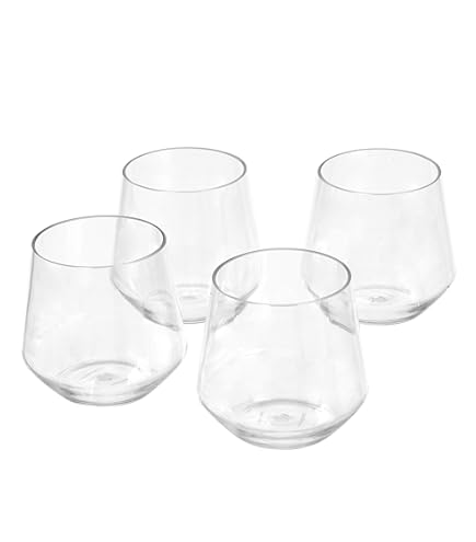 Bicchieri Da Vino In Plastica Elegante - Set 4 Pezzi Motivo Diamante Verde - Foto 4