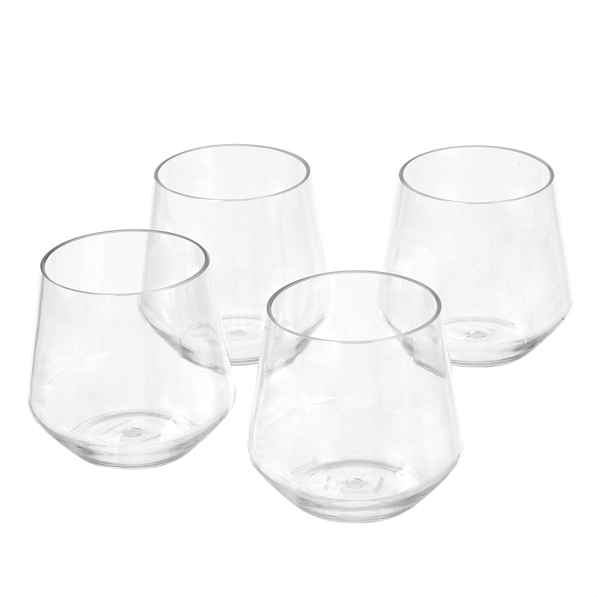 Photo 1 of Amazon Basics Tritan Glasses, Dishwasher Safe, BPA-Free Plastic, Stemless Wine, Shatterproof, 14-oz, Clear, Set of 4