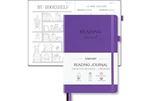 SIMSIMY Reading Journal with 104 Book Reviews, Book Journal for Books Lovers & Readers - Review and Track Your Reading Progress, Reading Log Notebook Gift, A5, Purple