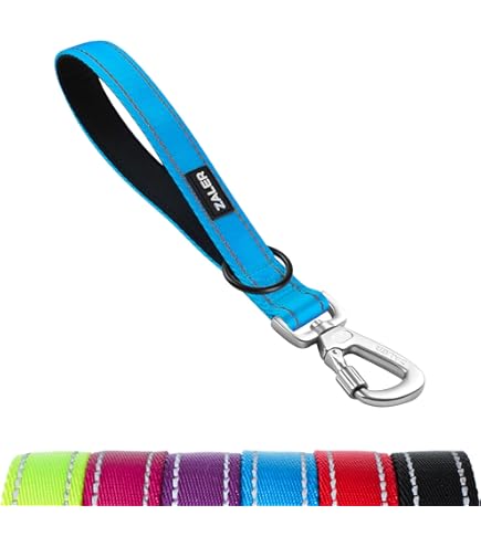 Mighty Paw Leather Leash Tab ZALER Short Dog Leash, 18 Inches Rope