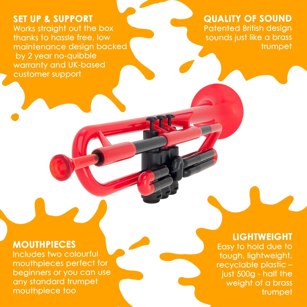pBone PTRUMPET1R The Plastic Trumpet, Red (2016 version): Musical Instruments