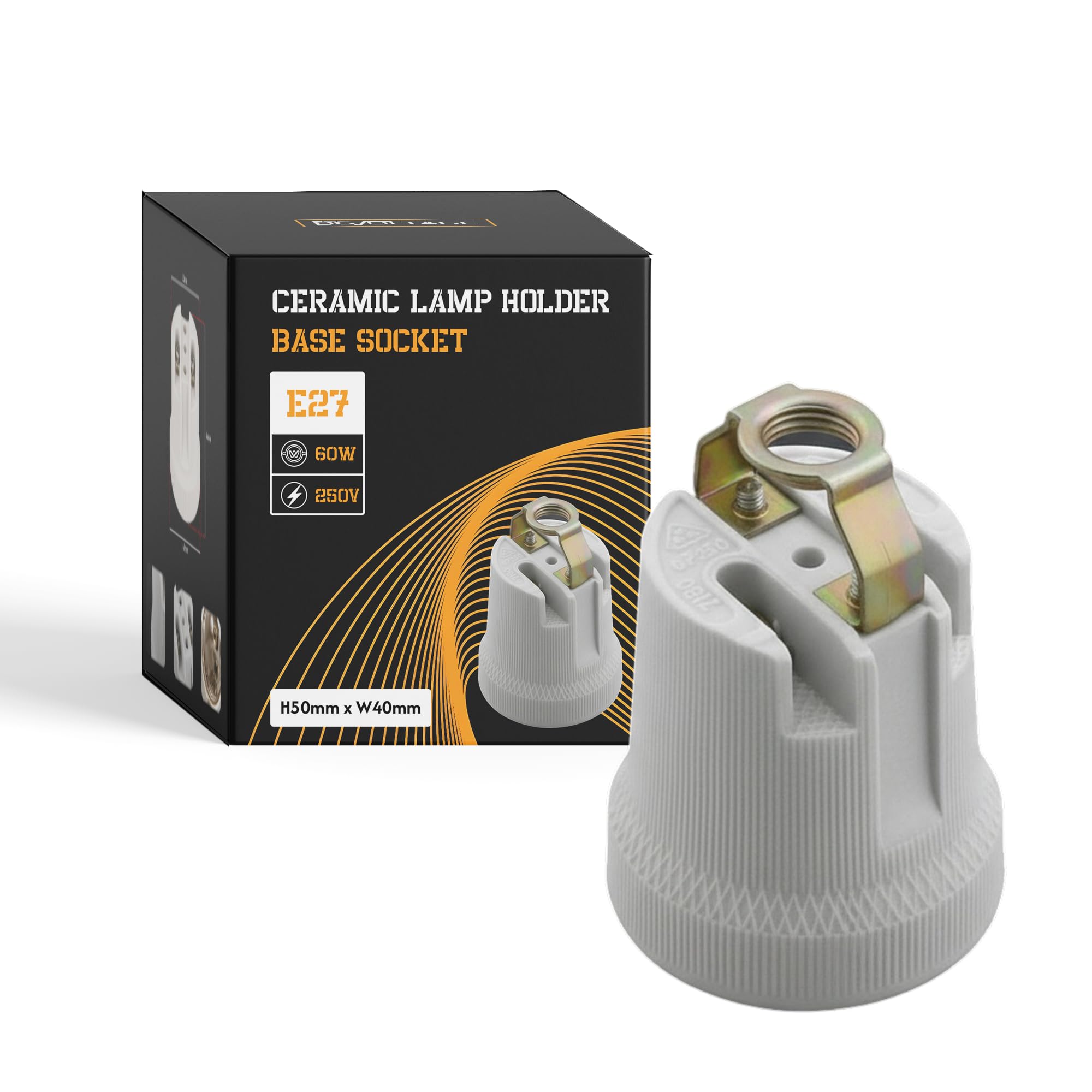 LEDSone Ceramic Porcelain ES27 E27 Edison Screw Heat Vintage Lamp Light Bulb Holder with Mounting Bracket (1 Pc, Shape 5)