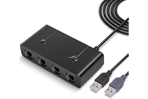 FIOTOK Gamecube Controller Adapter for Switch/Switch 2/Wii U/PC,4 Ports, Turbo,Home Function with 2.2m Cable