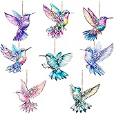 16pcs Hummingbird Christmas Ornament Hummingbird Hanging Decorations Wooden Bird Artificial Birds for Christmas Wall Home Party Decor