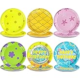 Grencian 60Pcs Yellow Cartoon Birthday Party Plates - 9" Disposable Heavy Duty Summer Cartoon Themed Yellow Dessert Paper Plates Under The Sea Tableware for Kids Ocean Birthday Party Decorations