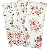 senya Flower Kitchen Towels 4 Pack, Pink Rose Flower Floral Dish Towels Dishcloth 18x28 Inch for Kitchen Household Cleaning