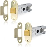 XFORT Two 65mm Polished Brass Radius Tubular Latches Internal Wooden Doors view 7