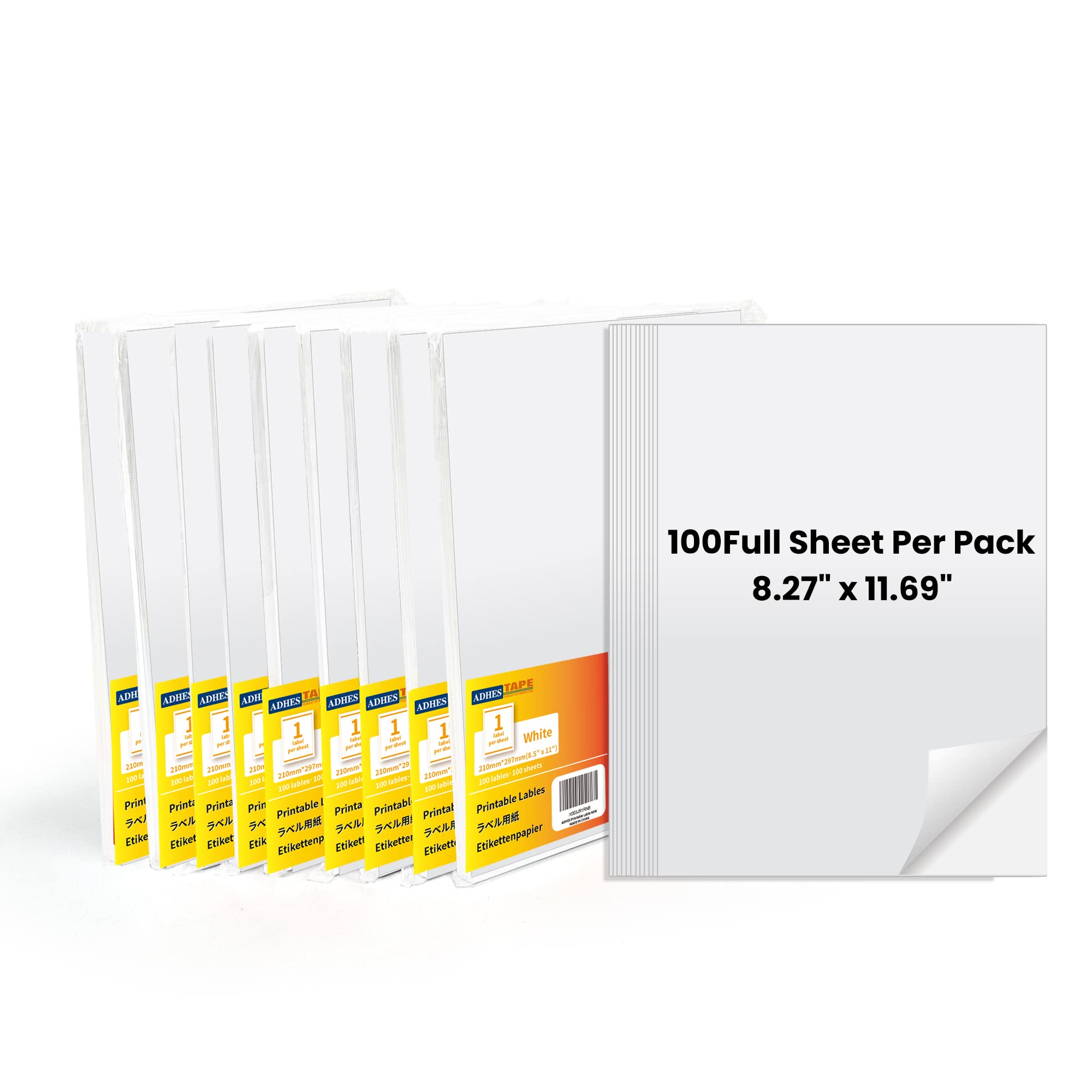 ADHES 8.2"x 11.7"(210mm*297mm) Direct Thermal Labels, 1000 Full Sheet Address Label Mailing Labels, Stickers for Printer, Compatible with Thermal Printer, Barcodes, 10Packs — image 1