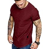 Fashion Mens T Shirt Muscle Gym Workout Athletic Shirt Cotton Tee Shirt Top