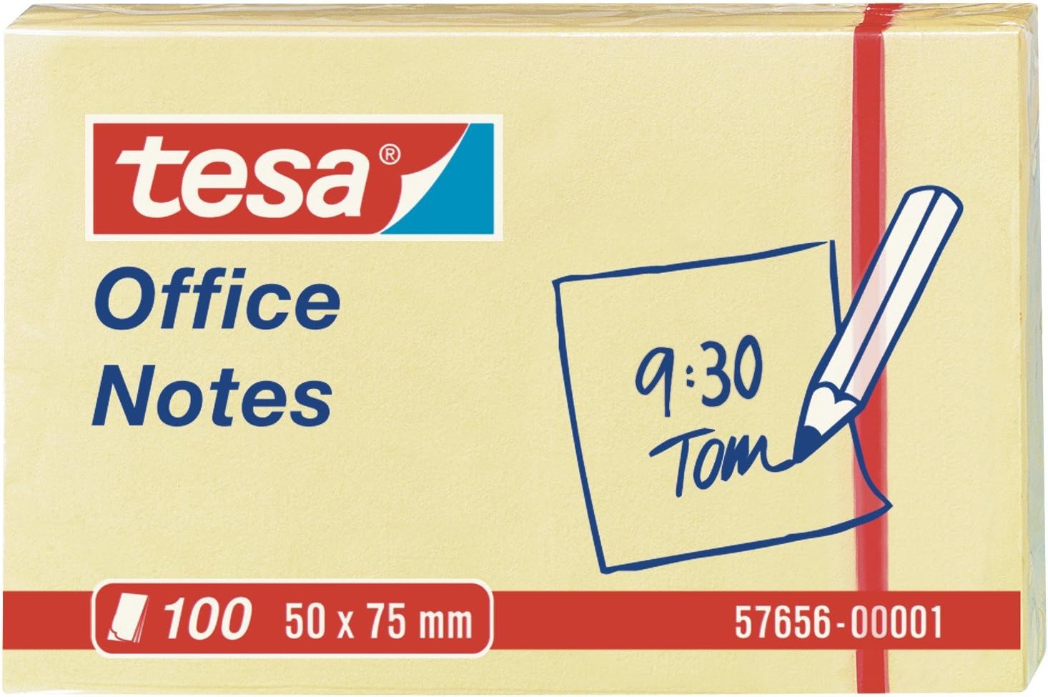 tesa 100 Sheets Notepads, yellow, 520 x 175 mm