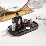 Luxspire Resin Vanity Tray Oval Storage Bath Organizer Matte Black M view 3