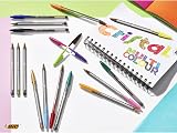 BIC Cristal Fun Pens Pack 8 Multicolor 1.6 mm Tip Hexagonal Design view 3