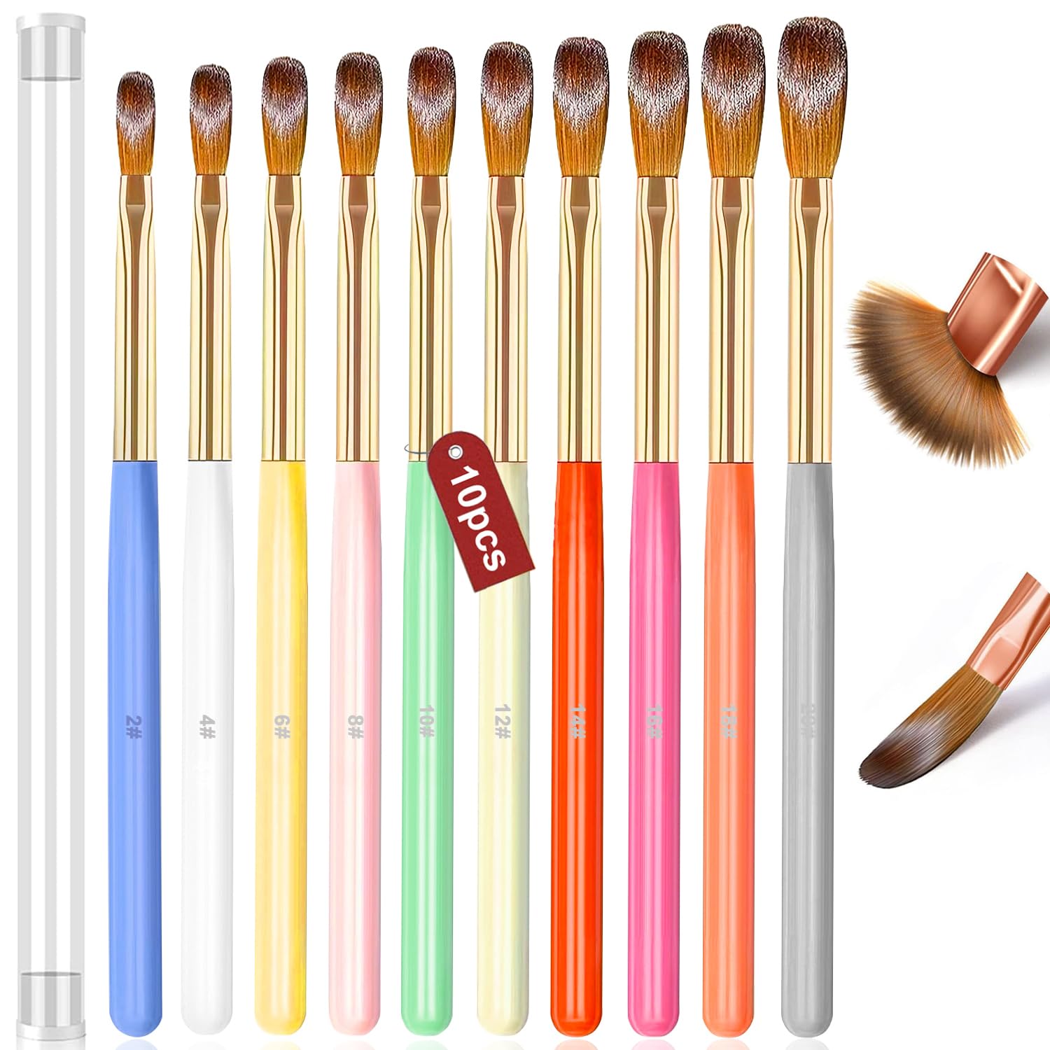 View 1 of ***ONE***MUSILAN Nail Art Brushes Set,10pcs Nail Art Tool Set Nail Art Design Pen Painting Tools Fingernail Brush Nail Cleaning Brush for Acrylic Application Acrylic Powder 3D Nail Carving Nail Art Brushes Set