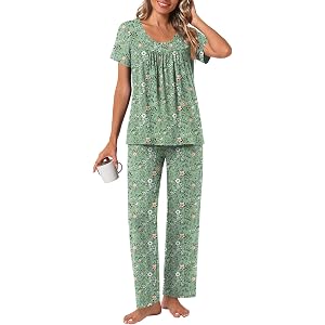 Aodemo Womens Pajama Sets Ladies Pjs Set 2 Piece Loungewear Soft Lightweight Sleepwear with Pockets