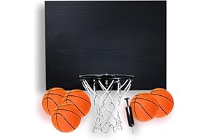 Cali Kiwi Pros Elite Mini Basketball Hoop & Ball Set, Wall Mount, Indoor Made in The USA Cedar Backboard. Includes 9” Hoop, Net, Pump & 5 Mini Basketballs.