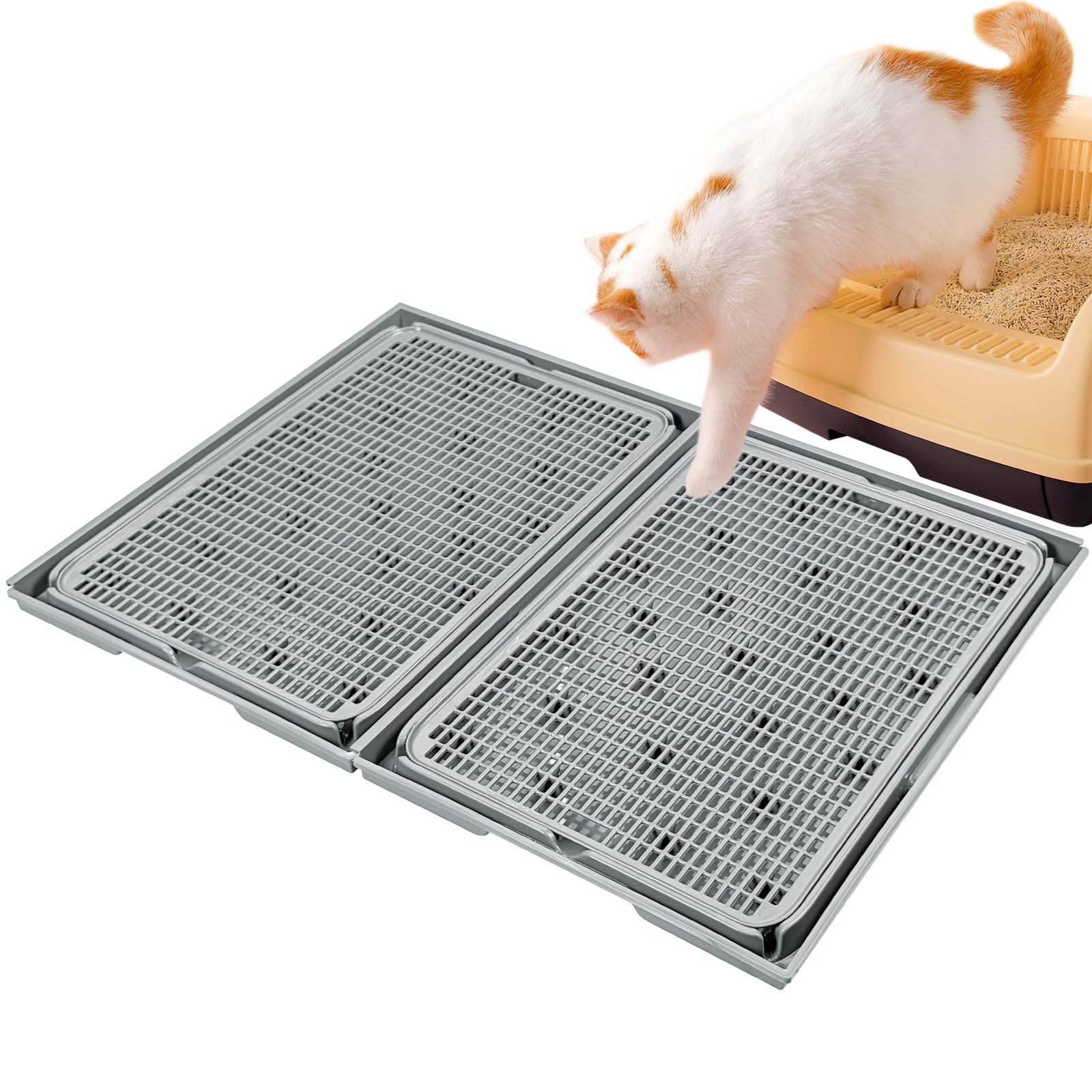 Photo 1 of Rarenut 2Pack Cat Litter Mat 16.5"x11.2" Litter Mat, Expandable Interlocking, Easy Clean for Scatter Control, Waterproof & Urine Proof, Dark Grey