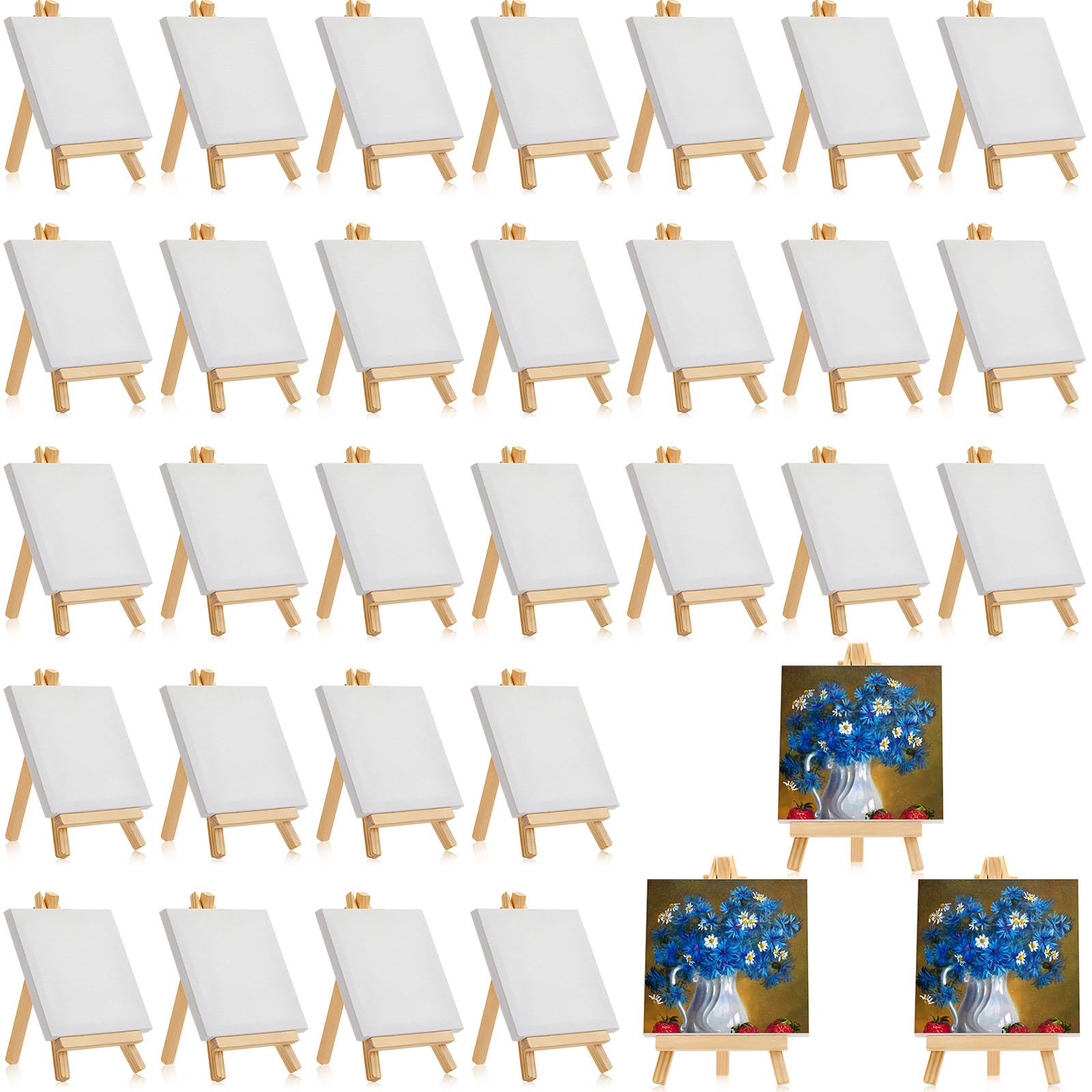 Photo 1 of ***12 SETS MISSING***
Mimorou 32 Pack 3 x 3 Inch Mini Canvases with Easel Sets for Painting Small Art Stretched Canvases Panels Pack with Wood Display Easel for Kids Birthday Parties Back to School
