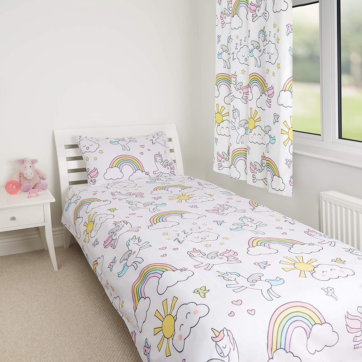 Zappi Co Unicorn Toddler Bed Duvet Cover Set Includes Duvet Cover (150x120 cm) and Pillowcase (42 x 62 cm) - Perfect for Girls' Beds Fairy Castle Design