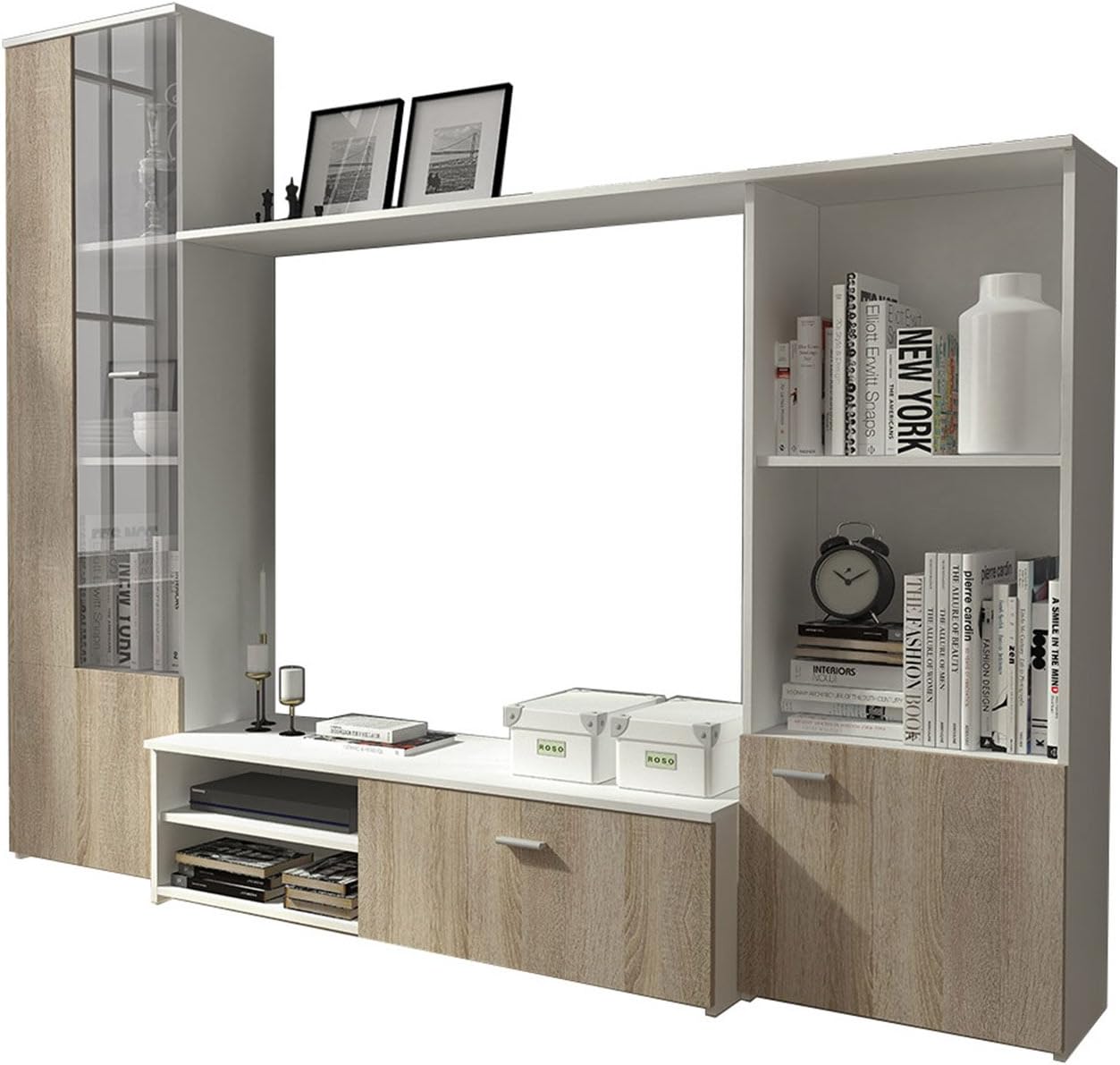 Honeypot - Hugo - Furniture set - Entertainment stand -TV unit - Oak - White/Oak - White (Oak/White)