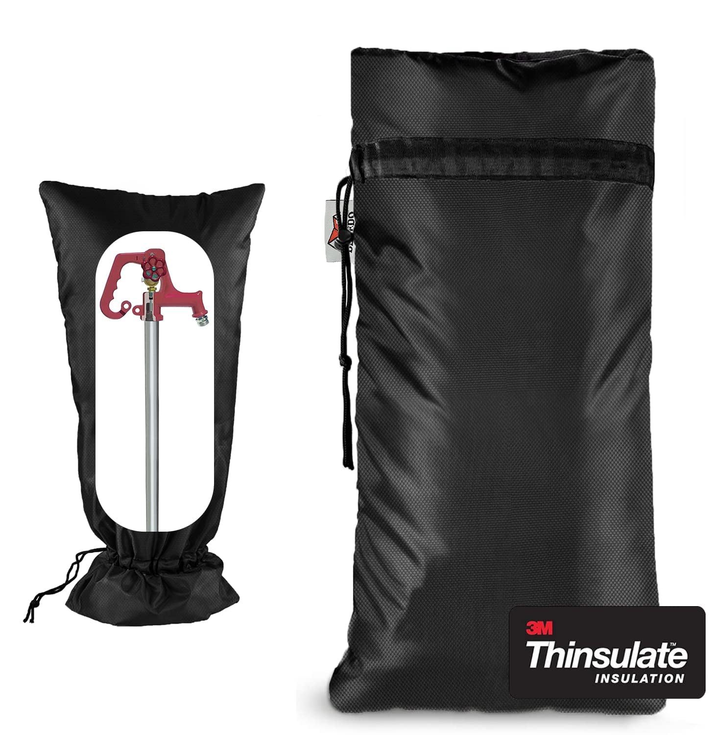 Long Outside Tap Covers for Winter, 3M Thinsulate Sprinkler Freeze Protector, 25”H x 13”W for Garden Lawn Faucets and Yard Hydrant, Waterproof Insulated Spigot Cover, Reusable Outdoor Faucet Cover