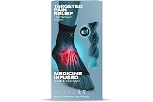 NUFABRX Ankle Compression Sleeve for Pain Relief, Medicine-Infused Compression Sleeve for Women and Men with Arthritis, Tendonitis and Plantar Fasciitis