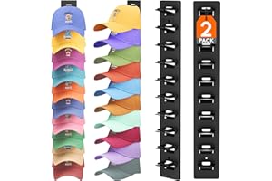 Lifewit 2 Pack Hat Organizer for Baseball Caps Hold up to 20 Hats, Hat Rack for Wall with Dual Installation Options (Nail or 