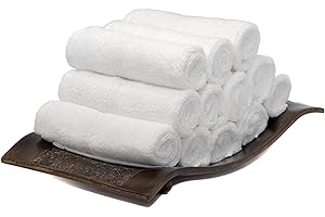 Mosobam Luxury Turkish Towels Set of 12 Washcloths 13X13 White 700 GSM Bamboo Viscose & Aegean Turkish Combed Cotton