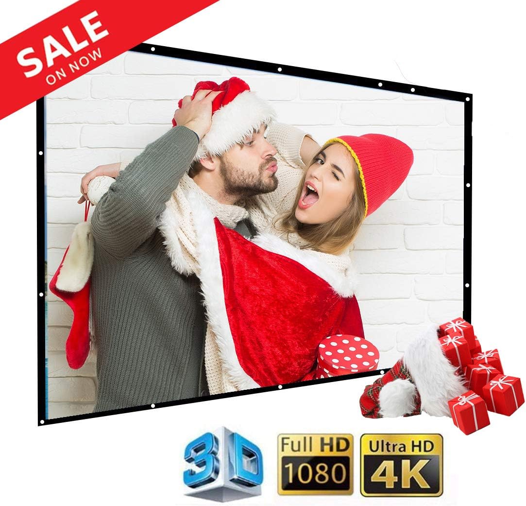100 Inch portable Projector Screen Foldable Material: PVC 16:9 Easy to Clean HD Projection Screens Suitable for KTV, meeting rooms and outdoor leisure, open-air movies by TOUMEIT