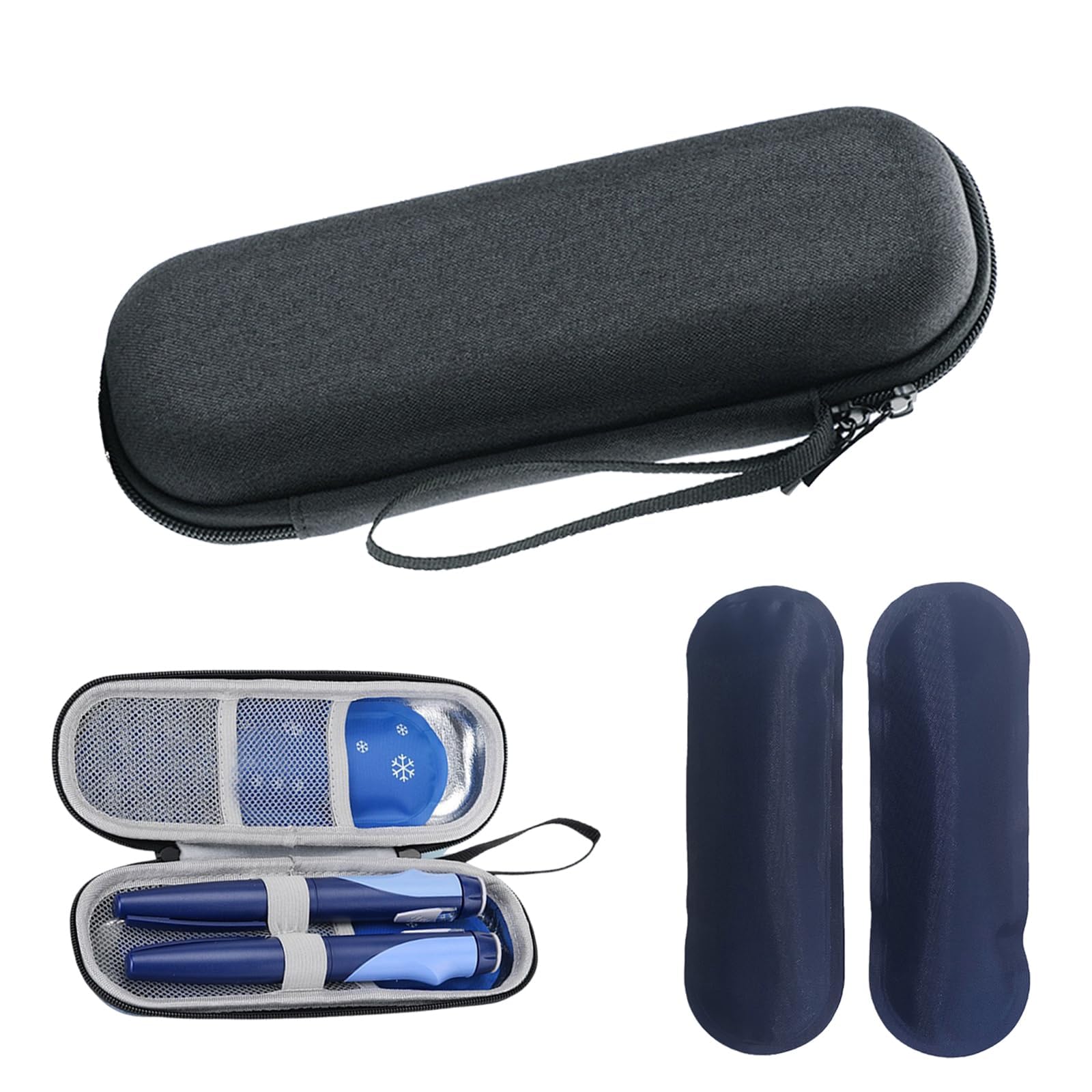 ARROMI Insulin Cooler Travel Case, Insulin Pen Case, Insulin Pen Case, Diabetic Travel Case with 2 Nylon Ice Packs (Gray)