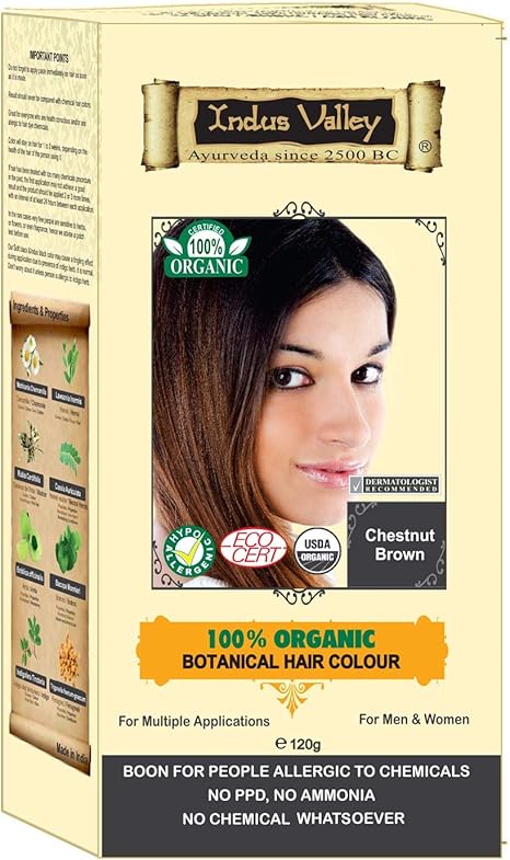 Indus Valley 100 Organic Botanical Chestnut Brown Hair Colour For