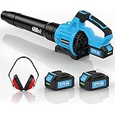 Leaf Blower Cordless,650 CFM & 160 MPH Electric Cordless Leaf Blower with 2 * 4.0Ah Batteries & Noise-Reduction Ear Muffs,3 Speed Powerful Blowing Ideal for Lawn Care, Blowing Leaves, Dust, Snow