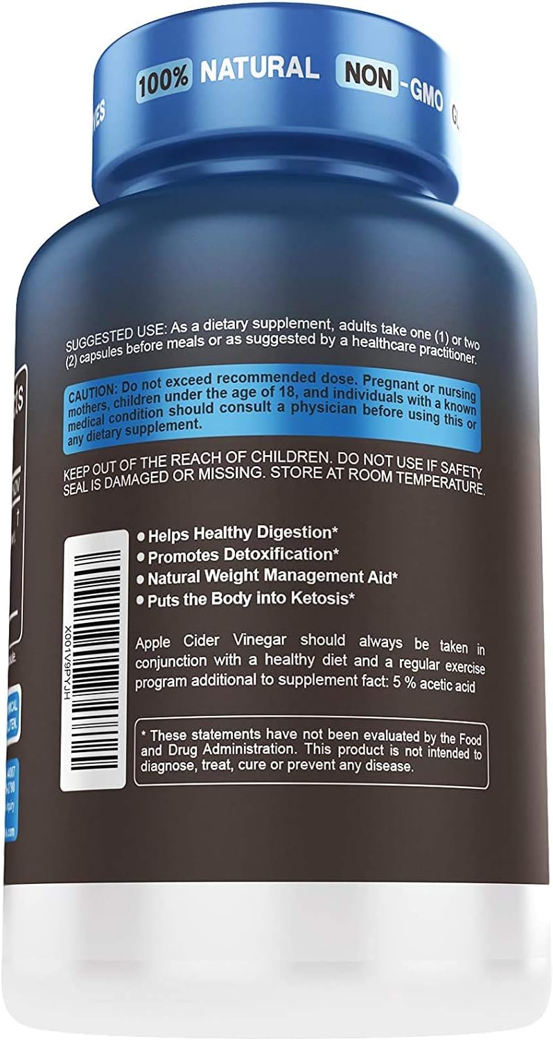 5x Potent Apple Cider Vinegar Capsules with Mother + BHB SALTS Keto Diet Pills With MCT OIL, Fat burner & Weight Loss Supplement Formula Keto Pills For Women Men Appetite Suppressant ACV Detox Support: Health & Personal Care