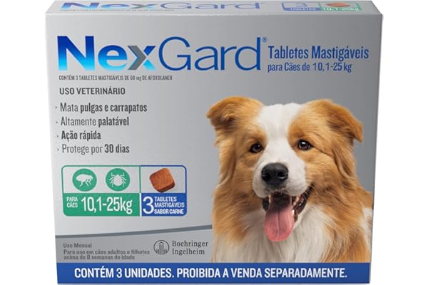 NexGard Antipulgas e Carrapatos para Cães de 10.1 a 25kg 3 tabletes