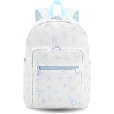 J World Zenpack Middle School Backpack with Laptop Compartment. Travel Backpack for Kids Adults with Luggage Sleeve. Cute Bookbag for Girls Boys, Blue Bows