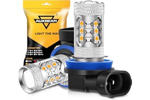 Auxbeam H11/H8/H9 Fog Light Bulbs 3500K Amber, High Power 8000LM Super Bright, 360-degree Illumination, Fog Lamps Replacement