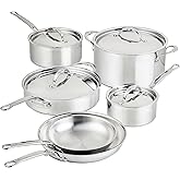 Hestan ProBond Luxe 10-Piece Cookware Set, Professional Clad Stainless Steel, ProCore Tri-Ply Clad Construction, Polished Exterior, Induction & Oven Safe